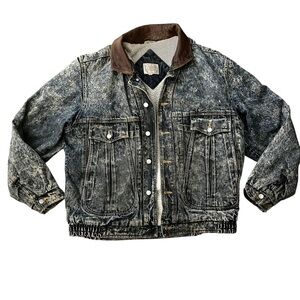 Y2K New Territories Barn Chore Jacket Lambs Leather Sherpa Denim Men’s Large